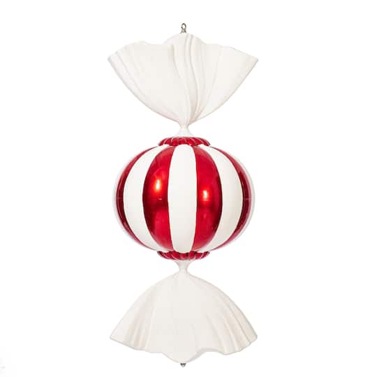 Vickerman 36" Red & White Candy Ornament with Glitter Accents